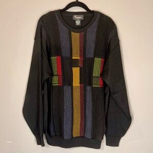 Vintage Tosani Men's Coogie-style Sweater, Textured Knit Wool Blend, Large